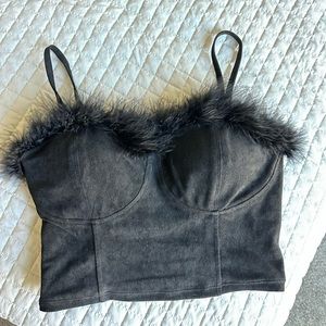KlassyNetwork Feather Corset Top